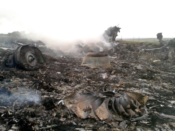 Site of a Malaysia Airlines Boeing 777 plane crash is seen in the settlement of Grabovo in the Donetsk region