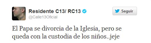 El escándaloso tuit de Calle 13 sobre el Papa (FOTO)