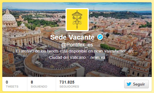 El Twitter del Papa también está “vacante”
