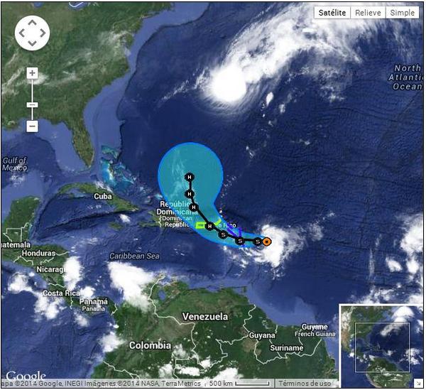 Huracán “Gonzalo” se dirige hacia Atlántico norte con vientos de 175 km hora
