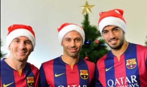 Jugador del Barcelona hizo de San Nicolás y regaló cestas de Navidad a niños con cáncer (FOTO)