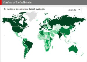 Los países del mundo con más clubes de fútbol