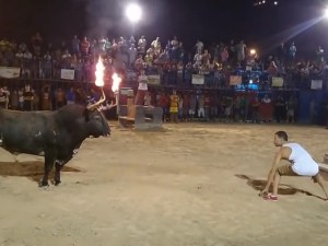 ¡Ganó el toro!… español idiota recibe su merecido de toro con los cuernos en llamas (VIDEO)