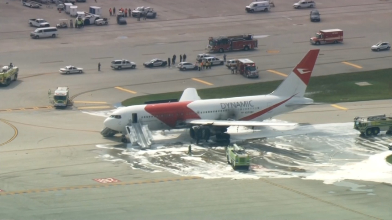 Se incendió en Fort Lauderdale avión de Dynamic que se dirigía a Venezuela (Video+Fotos)