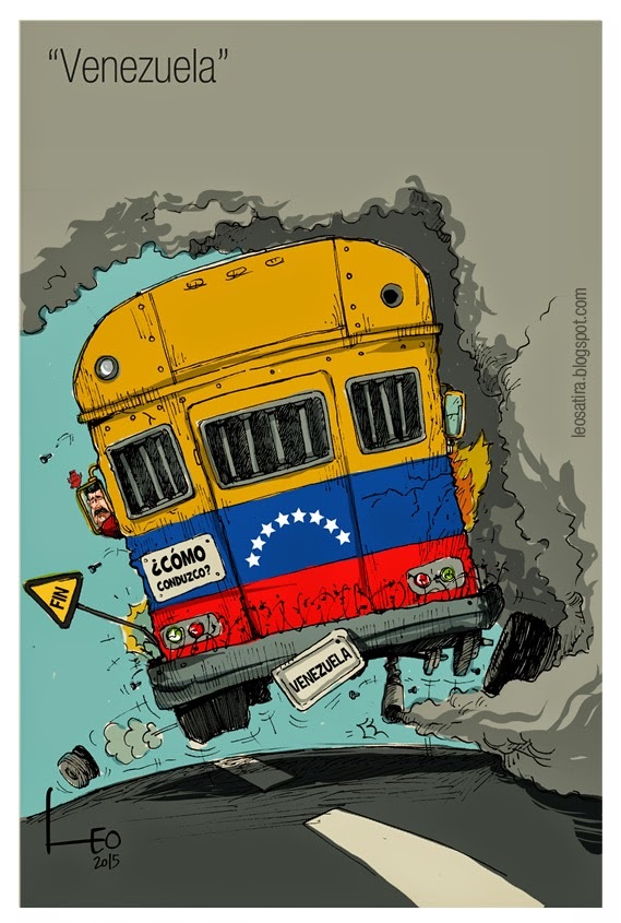 Venezuela en el gobierno de un chofer de autobús (caricatura)