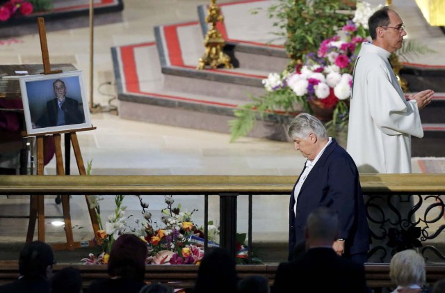 French nun, sister Danielle Defosse walks away after she blessed the coffin of slain French parish priest Father Jacques Hamel at the Cathedral in Rouen, France, August 2, 2016. Father Jacques Hamel was killed last week in an attack on a church at Saint-Etienne-du-Rouvray near Rouen that was carried out by assailants linked to Islamic State.   REUTERS/Charly Triballeau/Pool