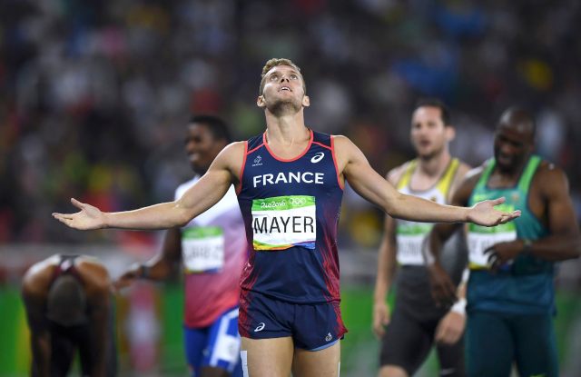 2016 Rio Olympics - Athletics - Final - Men's Decathlon 1500m - Olympic Stadium - Rio de Janeiro, Brazil - 18/08/2016. Kevin Mayer (FRA) of France reacts after the race REUTERS/Dylan Martinez FOR EDITORIAL USE ONLY. NOT FOR SALE FOR MARKETING OR ADVERTISING CAMPAIGNS.