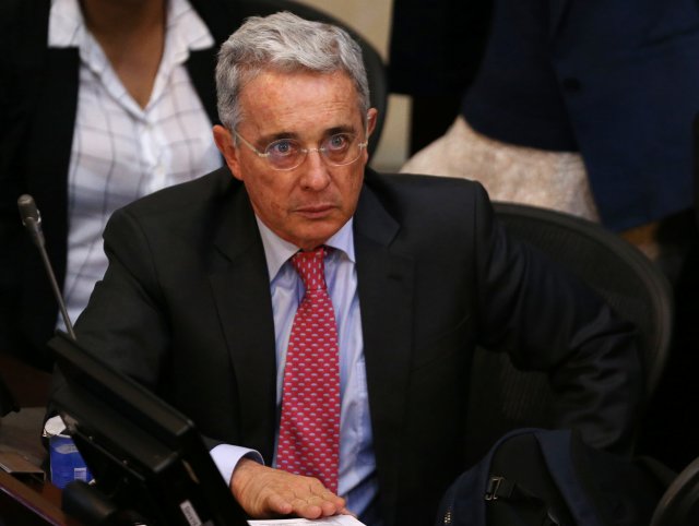 Senator Alvaro Uribe, Colombia's former president, attends a debate at the congress in Bogota