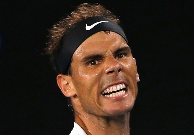 Tennis - Australian Open - Melbourne Park, Melbourne, Australia - 27/1/17 Spain's Rafael Nadal reacts during his Men's singles semi-final match against Bulgaria's Grigor Dimitrov. REUTERS/Issei Kato