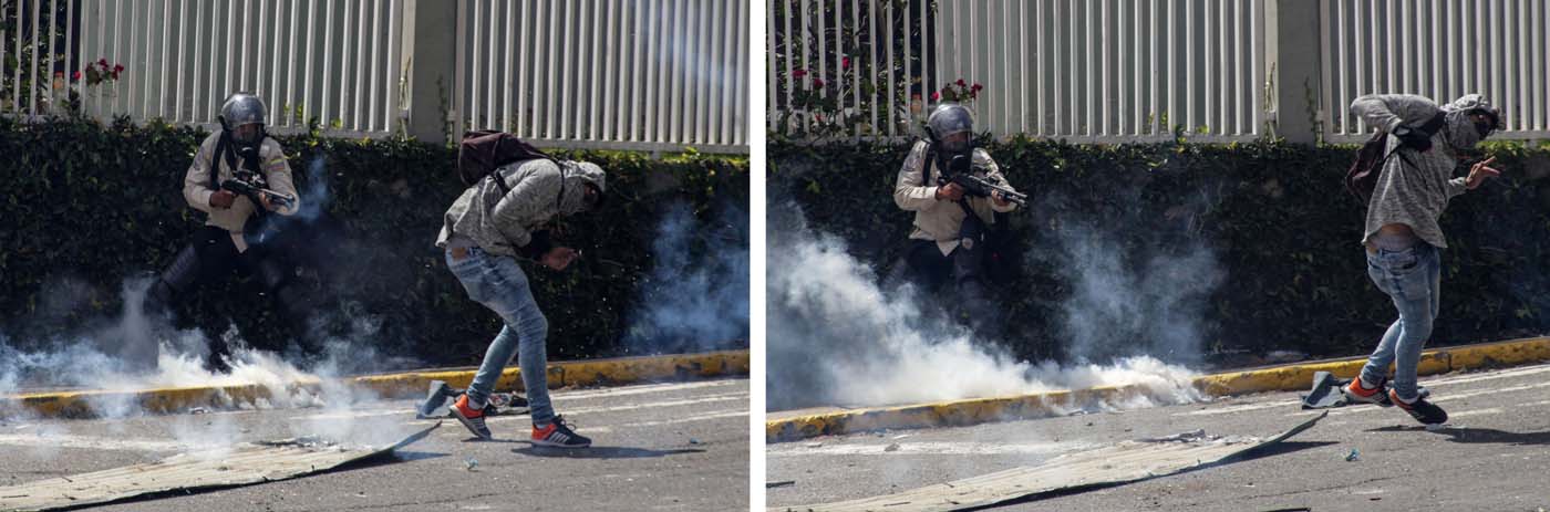 El ataque de un PNB a un manifestante indefenso (fotos)