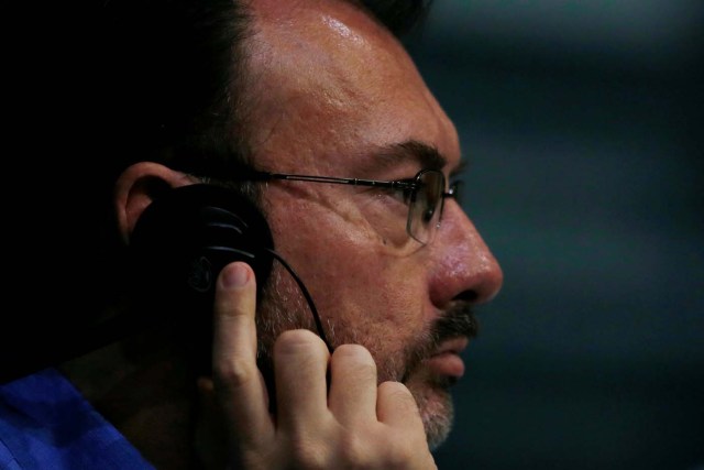 Mexico's Foreign Minister Luis Videgaray, listens during the Organization of American States (OAS) 47th General Assembly in Cancun, Mexico June 21, 2017. REUTERS/Carlos Jasso