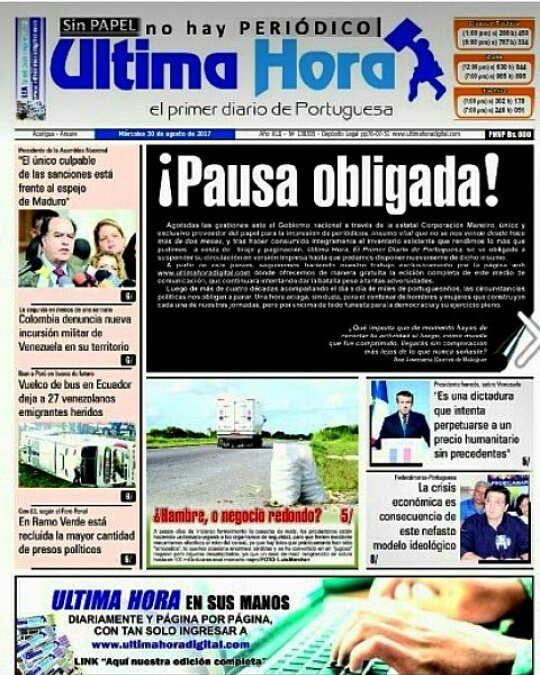 “¡Pausa obligada!”, así reseñó su salida de circulación el diario Última Hora