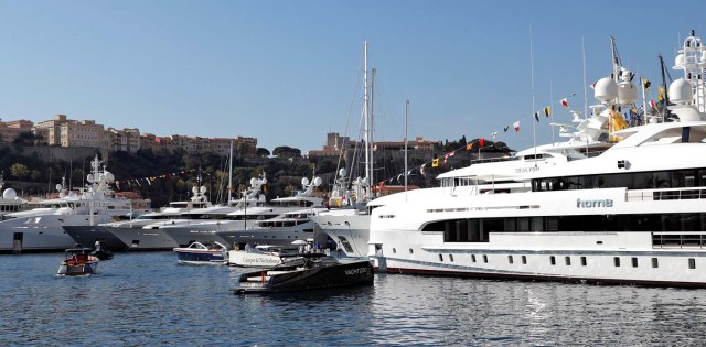 Luxury boats are seen during the Monaco Yacht show, one of the most prestigious pleasure boat show in the world, highlighting hundreds of yachts for the luxury yachting industry and welcomes 580 leading companies, in the port of Monaco, September 27, 2017. REUTERS/Eric Gaillard