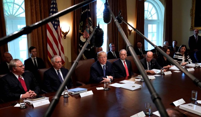 U.S. President Donald Trump speaks during a cabinet meeting at the White House in Washington, U.S., November 1, 2017. REUTERS/Kevin Lamarque TPX IMAGES OF THE DAY