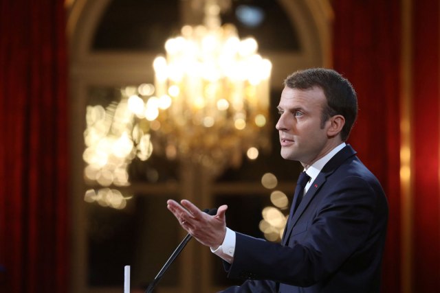 El presidente de Francia durante su alocución de año nuevo (Reuters)