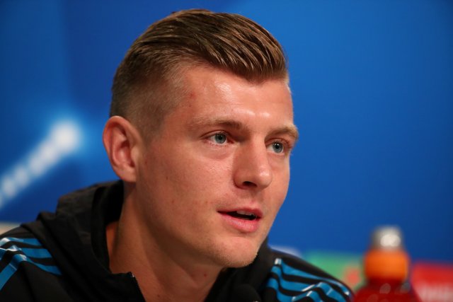 Soccer Football - Champions League - Real Madrid Press Conference - Allianz Arena, Munich, Germany - April 24, 2018   Real Madrid's Toni Kroos during the press conference   REUTERS/Michael Dalder