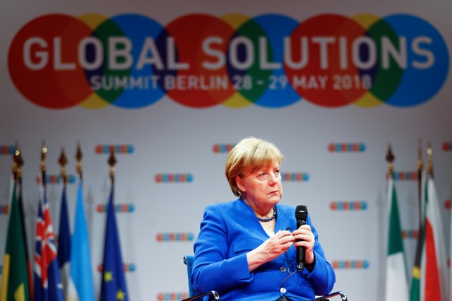 La canciller de Alemania, Angela Merkel, durante el encuentro Global Solutions Summit 2018 en Berlín, Alemania, 28 de mayo de 2018. REUTERS/Hannibal Hanschke