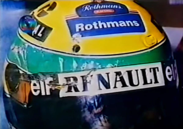 Así quedó el casco de Senna. Infobae