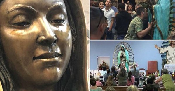 Miles de fieles visitan en EEUU estatua de la Virgen de Guadalupe que llora