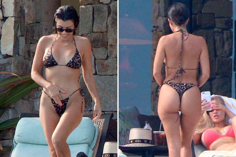 ¡Mostrando sus nalgas!  Kourtney Kardashian fue pillada en el Cabo San Lucas con un bikini de leopardo