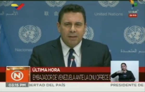 Samuel Moncada desde la ONU le miente al mundo diciendo que Venezuela se encuentra en paz