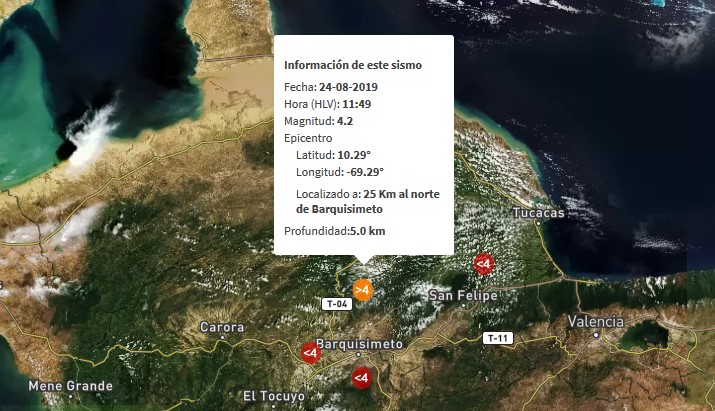 Sismo de magnitud 4.2 se registró en Barquisimeto