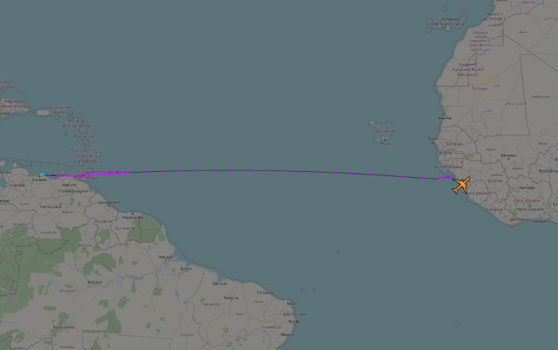 Un avión ruso salió de Venezuela con destino a Guinea-Bisáu