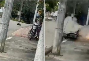 VIDEO: Motociclista se electrocutó en una calle y un niño lo salvó de morir