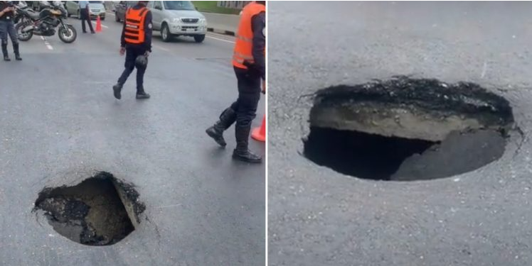 Tercer socavón en menos de 15 días en la autopista Francisco Fajardo, a la altura de Altamira