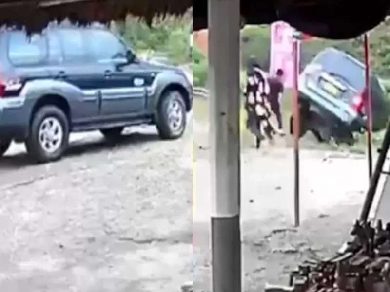 VIDEO: Pareja paró a tomarse fotos en un cañón de Colombia y su carro se fue al abismo