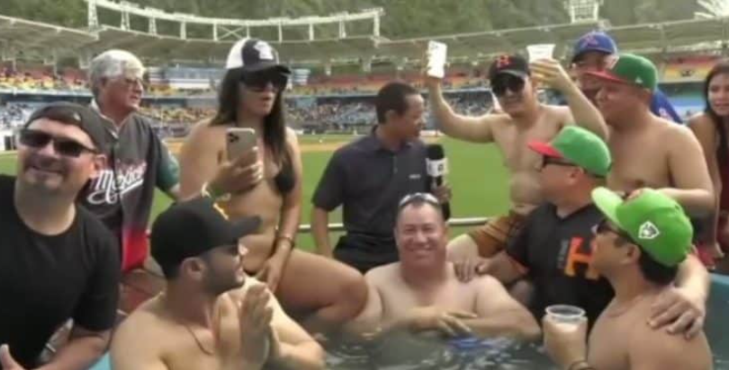 VIDEO: fanáticos disfrutan la Serie del Caribe desde exclusivo jacuzzi en estadio de La Guaira