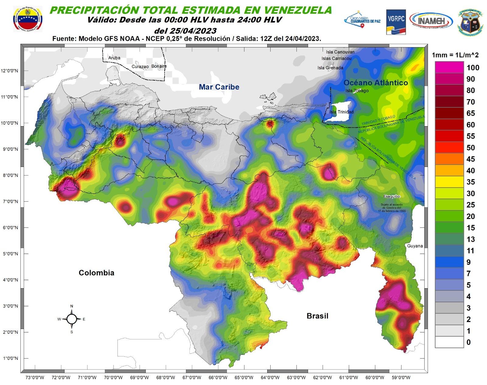 Inameh prevé nubosidad y lluvias en varios estados de Venezuela este #25Abr